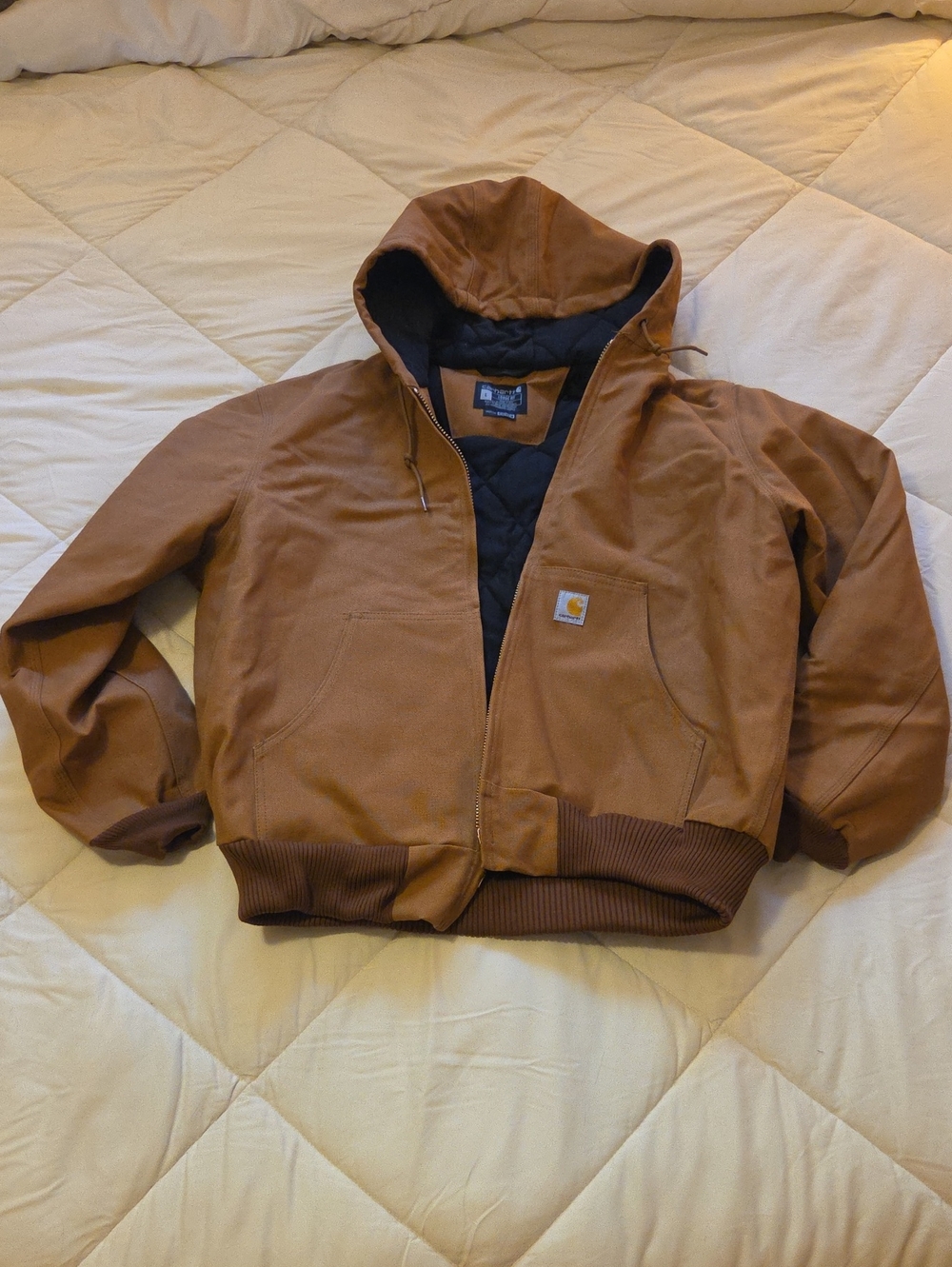 NWT | Carhartt Classic Men's Brown Hooded Insulated Work Puffer Jacket | Size L